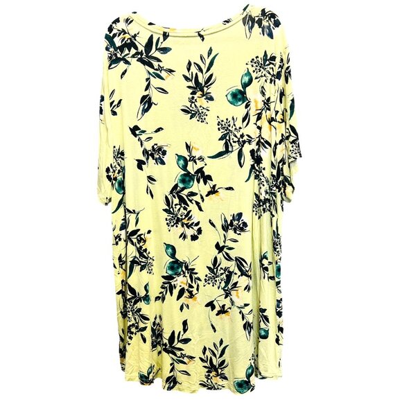 Evri Womens Floral Print Yellow V-Neck Modern Tee Shirt 1X Stretch - Picture 2 of 3